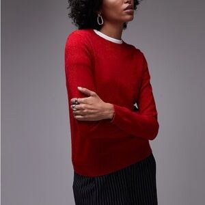 Red ✨Relaxed Fit ✨Crew Neck ✨100% Cashmere ✨ Pullover Sweater✨